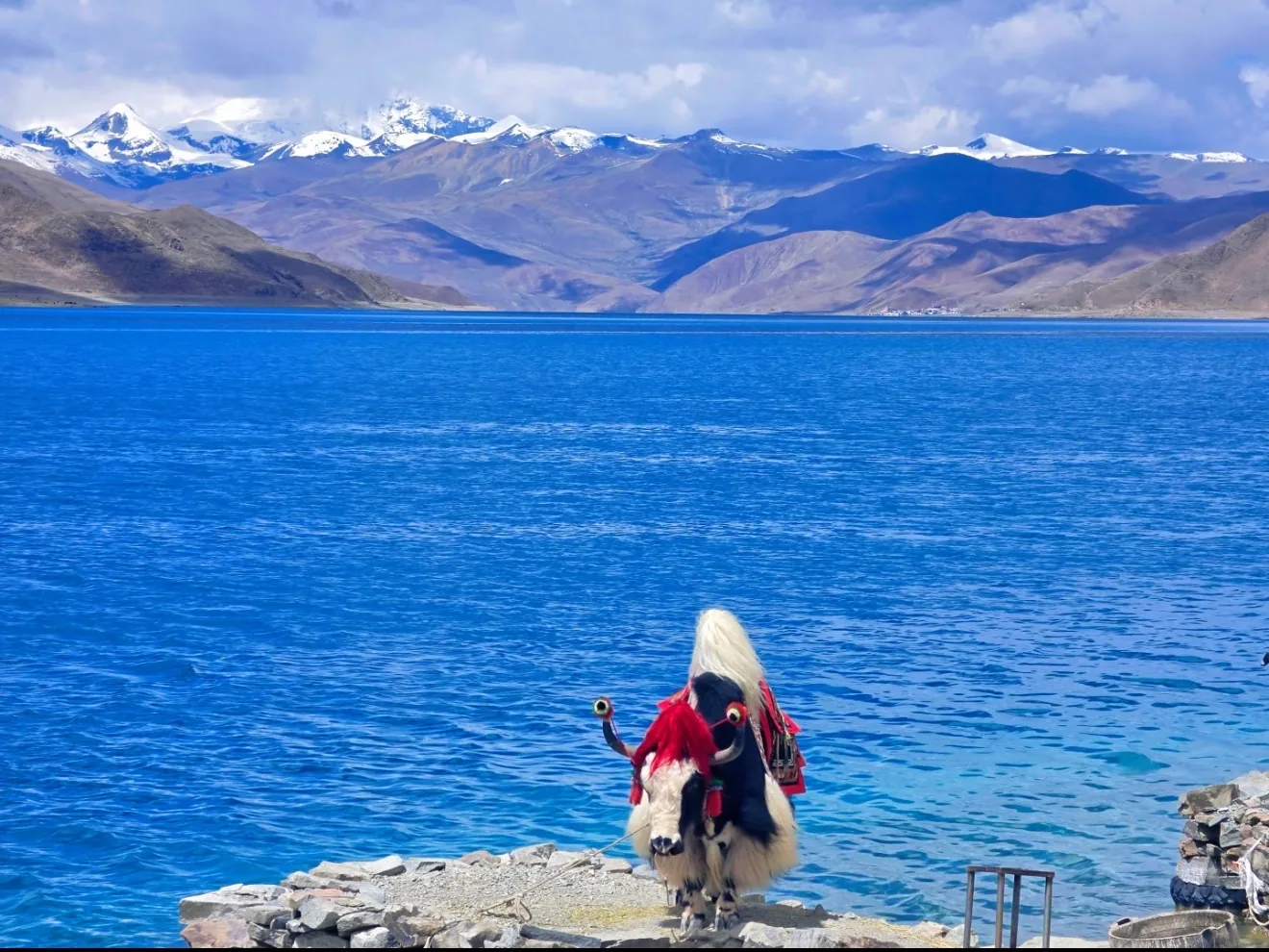 Turquoise Yamdrok Lake with snow-capped mountains — Sacred Valleys of Central Tibet